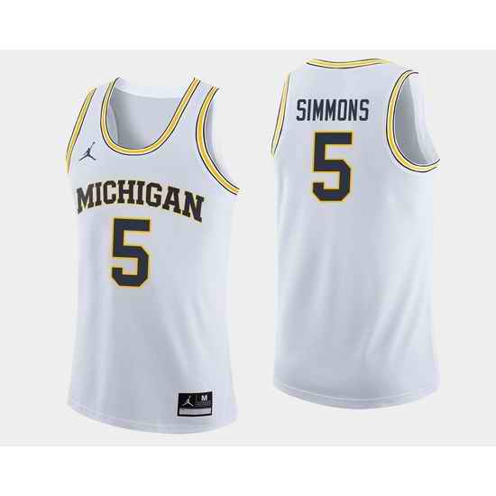 Men Michigan Wolverines Jaaron Simmons White College Basketball Jersey